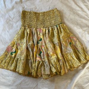 Silk ruffle mini skirt